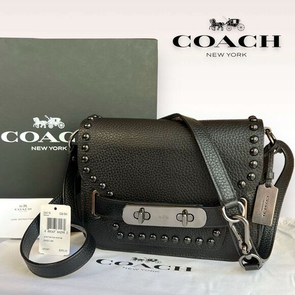 🖤🩶Coach Swagger Saddle / Shoulder Bag Black w/ Rivets & Gunmetal Hardware $400 - Picture 17 of 17